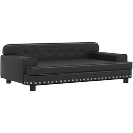 Ляжка для собак, м'яка подушка для собак, диван-софа для маленьких собак, лежанка для домашніх тварин, лежанка для котів, чорна штучна шкіра, 90 x 53 x 30 см