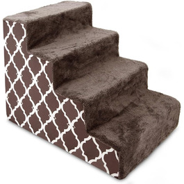 Сходинка для собак та котів Best Pet Supplies - 4-ступенева, з антиковзким покриттям, коричневий візерунок, без монтажу