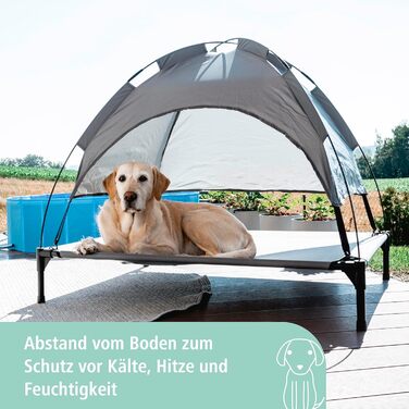 Лежанка для собак Kerbl Vacation Top, сіра, 105x86x75 см, знімний дах, зносостійка, для собак