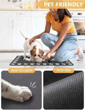 Підкладка під годівницю для собак та котів, 30 x 50 см, сіра, нековзна