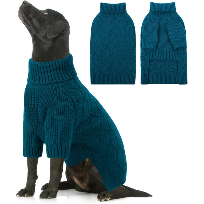 Теплий зимовий пуловер для собак великих порід, XL, блакитний. Підходить для Пітбулів, Лабрадорів та інших.
