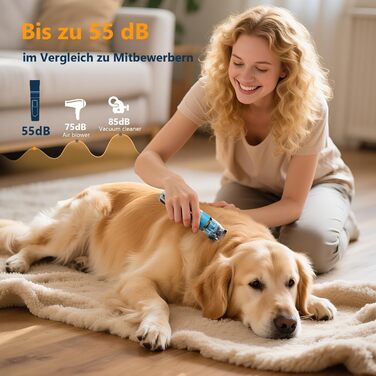 Машинка для стрижки собак Profi з титановими лезами – тиха (55dB), 3 швидкості, IPX5, акумулятор швидкої зарядки