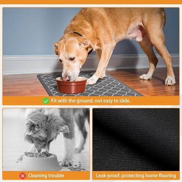 Килимок для годування собак Kooltail, швидковисихаючий, водонепроникний, з гумовою основою, розмір 12'x20' (1 шт.), принт 'Клевер'