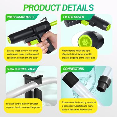 Набір для акваріума Ecoret-Pro 5 в 1: відсмоктувач мулу, чищення, фільтрація, видалення водоростей
