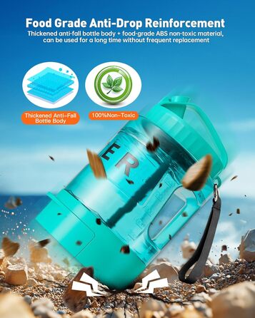 Травельна пляшка для собак - годівниця для води, витокозахисна, для великих тварин, ідеальна для прогулянок, кемпінгу, пляжу (м'ятно-зелена)