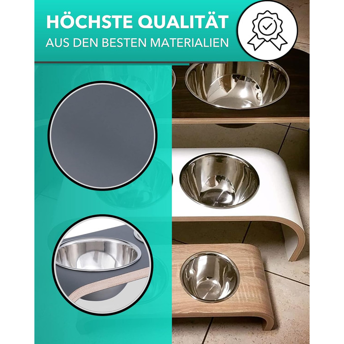 Набір мисок для собак MilaCasa - 2 шт. Підвищені миски для корму та води для собак - сірий колір