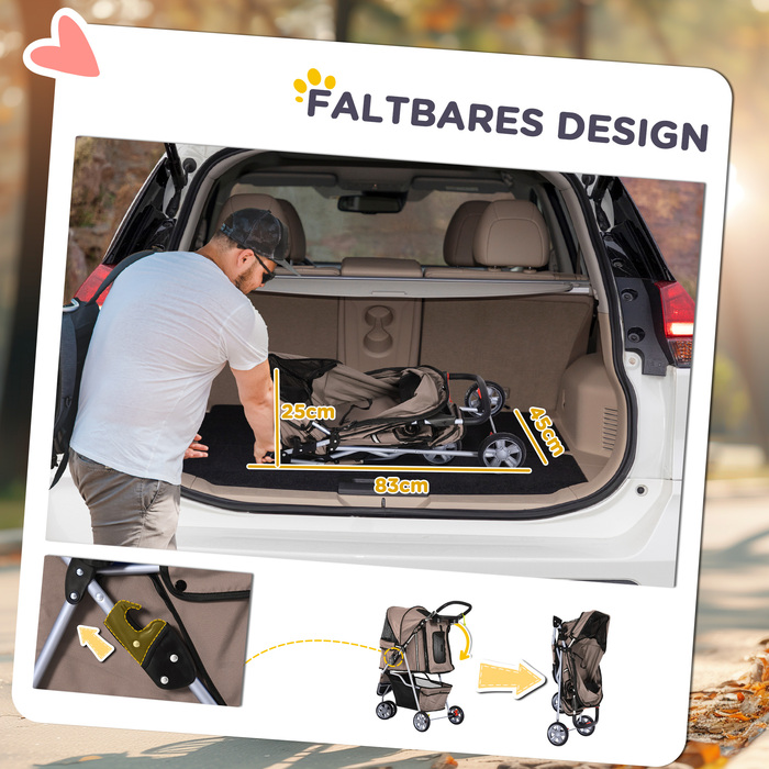 PawHut Dog Stroller Баггі для собак і кішок, багатокольоровий (кавово-коричневий)| Аосом
