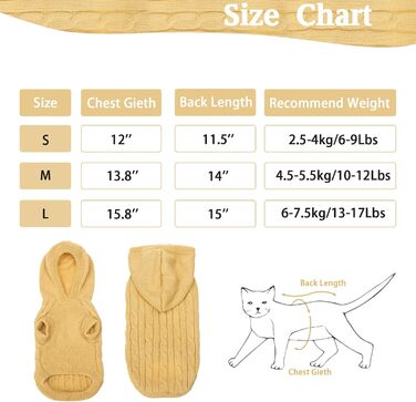 Пуловер зимовий для собак та котів PUPTECK, кремовий, L (Обхват грудей 40 см, довжина спини 40 см)