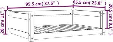 Крісло-ліжко для собак, біле, 75,5x55,5x28 см, масив дерева, сосна, корзина для собак, собаче ліжко