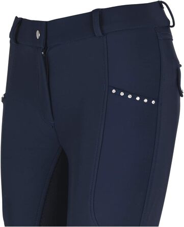 Лазура - жіночі зимові штани для верхової їзди Татяна | Повний силіконовий вшитий захист | Штани для верхової їзди з 2 кишенями для телефону | Чорні або темно-сині штани з повним силіконовим вшитим захистом | Верхова одяг розмір 34-46 34 Темно-синій