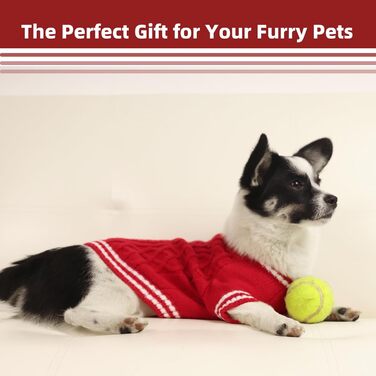 Теплий собачий светр LiebeDD з V-подібним вирізом для маленьких та середніх собак, червоний (M)