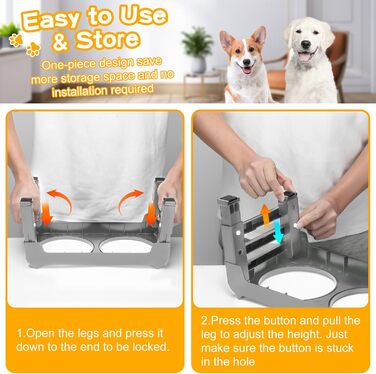 Підвищені годівниці для собак Comesoon - 3 рівні, нержавіюча сталь, сірий колір