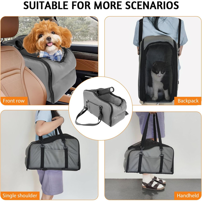 Автокрісло для собак та котів LIROPAU – зручне та безпечне автокрісло для маленьких тварин з захисними гаками та регульованими ременями