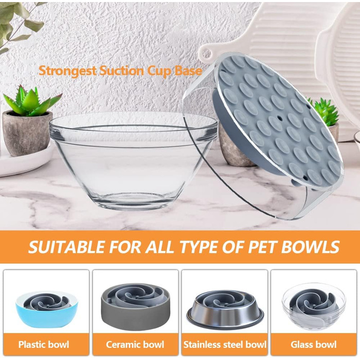 Миска для собак з м'якого силікону для повільного годування, сіра, L, для малих, середніх та великих собак