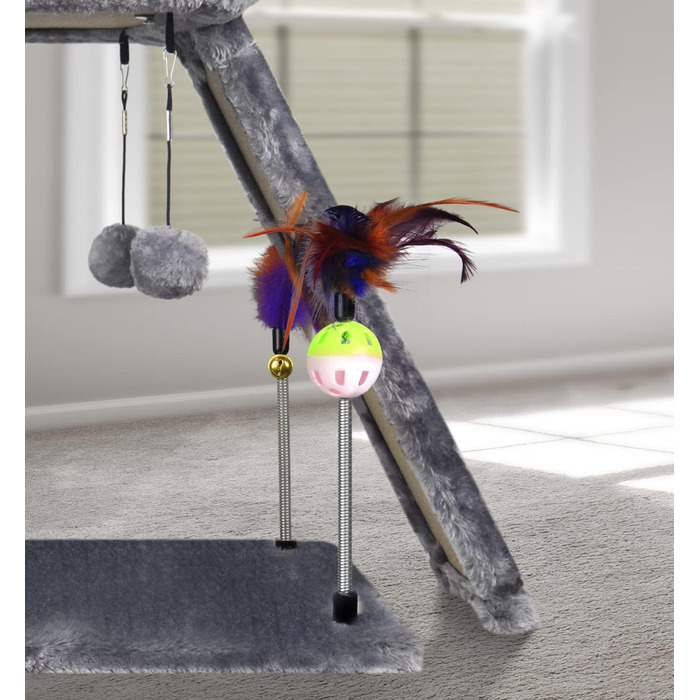 Кігтеточка TWDEPART для котів, активний комплекс, кімнатні меблі для котів з іграшками, сіра