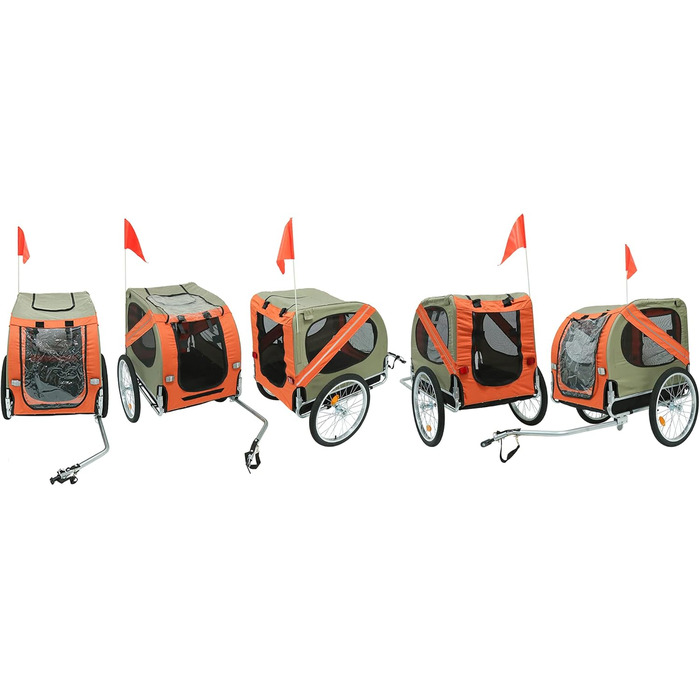 Фahrрадіовелосипедний причіп для собак, складаний, Oxford Tuch, з відбивачами, 73x137x90 см, до 40 кг, червоно-чорний A (Оранжевий A)