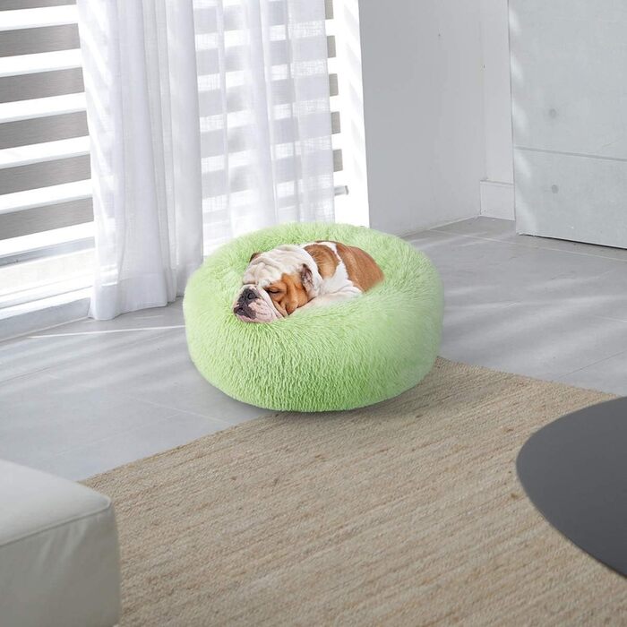Кругле ліжко для собак та котів Donut, м'яке плюшеве, миється, 100 см, зелене