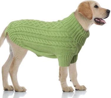 Пуловер для собак на Різдво - теплий собачий светр, маленькі породи, водолазка з отвором для повідка, різдвяний пуловер для чихуахуа, рейнхаунд, котів (S) S(Обхват грудей 40см, довжина спини 28см) (3XL(Обхват грудей 80см, довжина спини 60см), Трава, Зелен