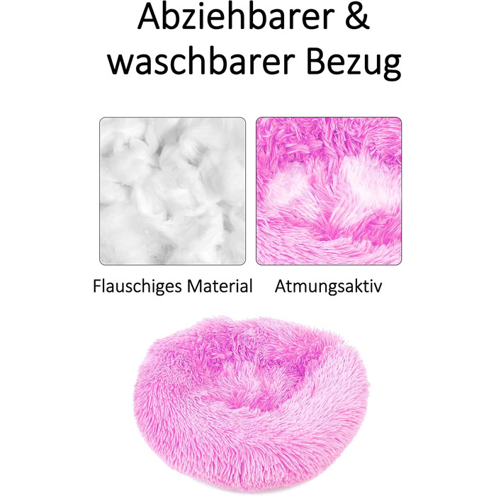 М'яке ліжко для собак Donut 50 см - рожева, для маленьких та середніх собак, кошик для тварин, миється