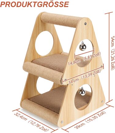 Кігтеточка Ownpets для котів, будиночок, 54 см, багатофункціональна, екологічна, стабільна, ідеальна для відпочинку та заточування кігтів