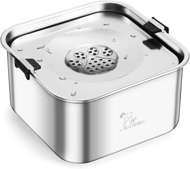 Миска для води PETTOM з нержавіючої сталі 3 л, проти розбризкування і проти протікання для собак