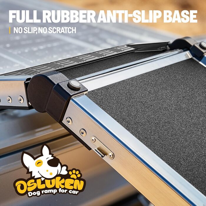 Рампа для собак у автомобіль (150 кг), розкладна, L 180 см, B 43 см, кут нахилу 90°, для великих собак, SUV, вантажівки