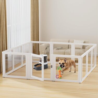 Льоток для собак Citylife з дверцятами, прозорий вольєр для домашніх тварин для використання в приміщенні та на вулиці, 12 шт. Білий