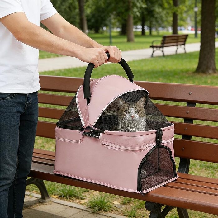 Дитяча коляска для собак та котів Homewell, складана, до 20 кг, рожева