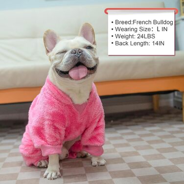 Піжама для собак, теплий зимовий светр, м'який велюр, для цуценят, маленьких та середніх тварин, собак та котів, зелений (Large, Pink)