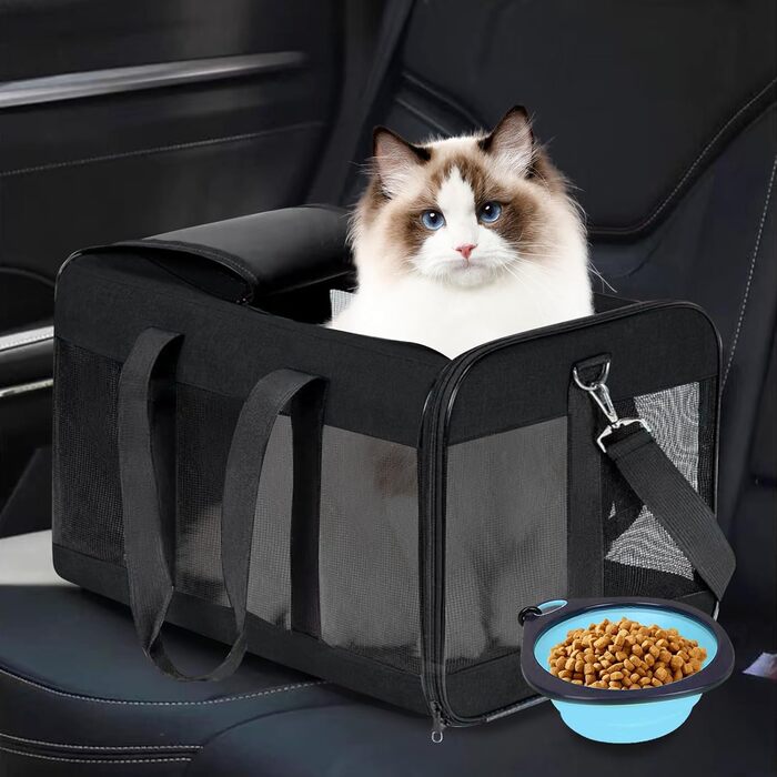 Транспортний бокс для котів та собак BYZESTY, складаний, з мискою, 42 x 27 x 28 см