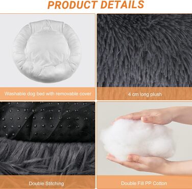 Крісло-гніздо для собак та котів, 80 см, антистрес, м'яке, знімний чохол, темно-сірий, Ø 80 см (XL)