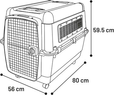 Клітка-переноска для собак Flamingo Lanta – Темно-сірий | Розмір L (56 × 80 × 59,5 см) | Безпечна, практична та комфортна для вашого собаки! L - 56x80x59,5см