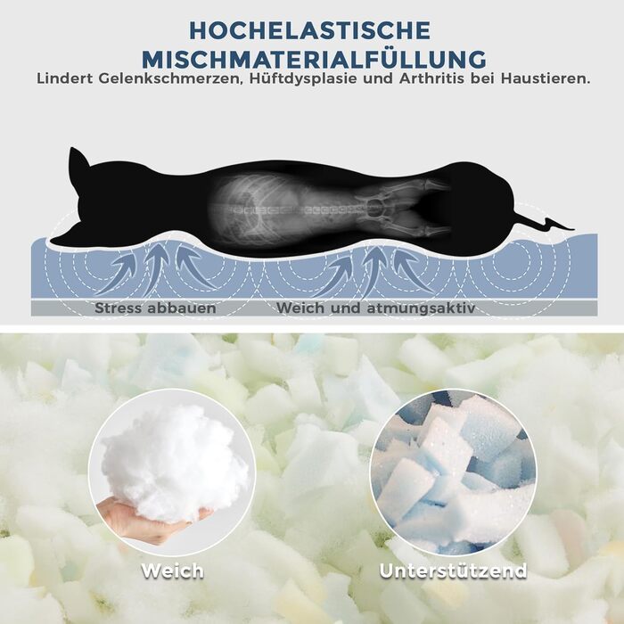 Ортопедичний килимок для собак - м'який лежак для тварин, неслизький, теплий, сірий, 60x45x12 см