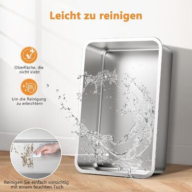 FURTIME Лоток для котів з нержавіючої сталі XXL, 42л, великий об'єм, антивитік, з металевою лопаткою, 60x40x36 см (Сріблясто-сірий)