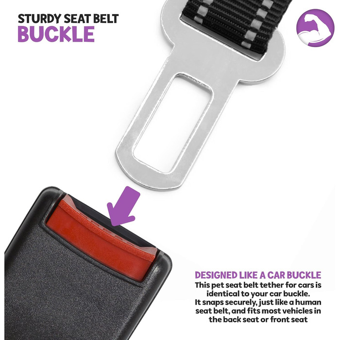 Автомобільний поводок для собак Пудель: регульований нейлоновий ремінь, металевий кріплення, безпечний та надійний (малий)