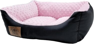 Ліжко для собак Odolplusz: м'який кошик-софа для маленьких собак, 50x40 см, з силіконовими кульками, гіпоалергенне (чорний + рожевий мінки)