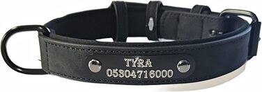 Шкіряний нашийник для собак та котів Jack O Be (XXL, чорний) з можливістю персоналізації