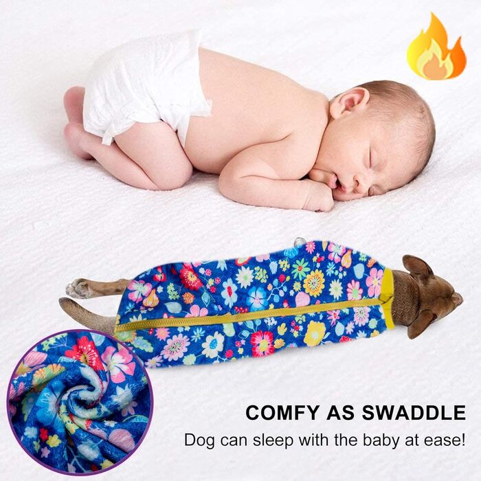 Світер LovinPet для великих порід собак, легкий фланелевий одяг, дихаючий матеріал з принтом 'Нільський Бегемот' для маленьких собак, блакитний (X-Large, блакитний з квітами)