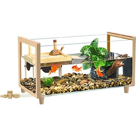 Акваріум для маленьких черепах Reptile Growth 50,8x24,1x25,4 см із сонячною платформою, тераріум для молодих черепах, комплект для вирощування черепах