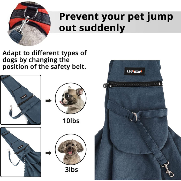 Транспортна сумка для тварин Lyneun - регульована, для котів та собак, Navy blue