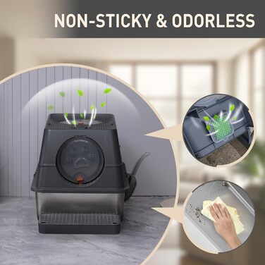 Кігтеточка-лоток для котів Citylife Edelstahl з кришкою, XXL, закритий, з двома входами, килимок для котячого туалету та совком, легко чиститься, нейтралізатор запаху, темно-сірий