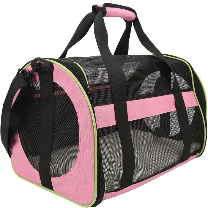 Сумка-переноска для тварин Cloimei Premium 600D Nylon, рожева, для подорожей, з вентиляцією, регульований ремінь