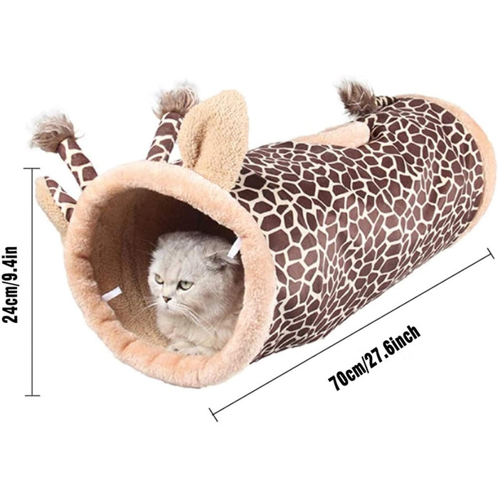 Туннель-іграшка для котів DHGTEP, складний, з оглядовим вікном, коричневий