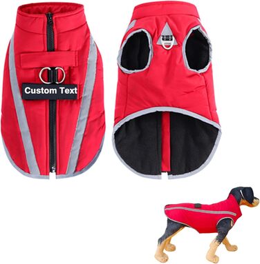 Тепла куртка для собак, зимовий одяг з іменем та номером телефону, світловідбиваюча, водонепроникна, вітронепроникна, флісова куртка для собак