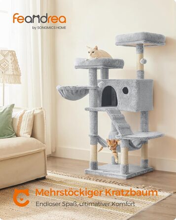 Драбина для котів Feandrea велика, кігтеточка з м'яким покриттям, для великих котів, Ombré сіро-біла PCT162W01