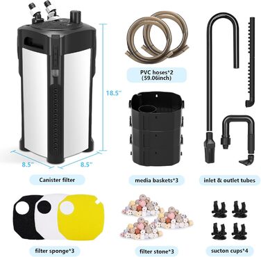 Зовнішній фільтр для акваріума AQQA, 1200 л/год, 3-ступенева фільтрація, тихий, до 250 л