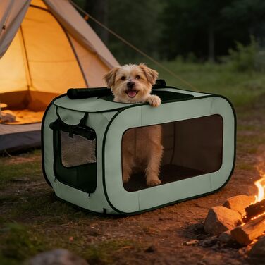 Складана переносна переносна коробка для собак та котів, 94 x 53 x 53 см, зелена