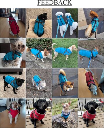 Водонепроникна куртка для собак, тепла зимова, світловідбиваюча, регульована, Marineblau, XL (довжина спини 44 см)