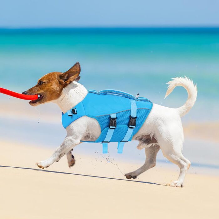 Жилет рятувальний для собак - жилет для плавання, розміри регулюються, з ручкою та світловідбивачами