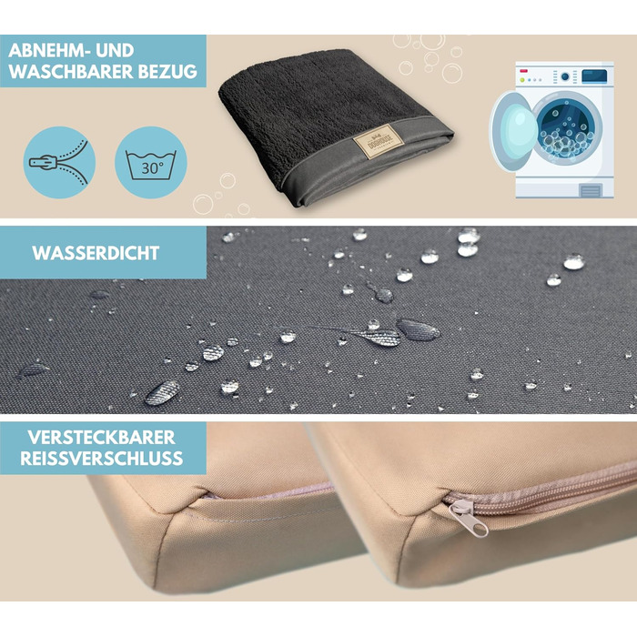 Килимок для собак середніх порід 100x65x9 см, м'який, миючий, бежевий